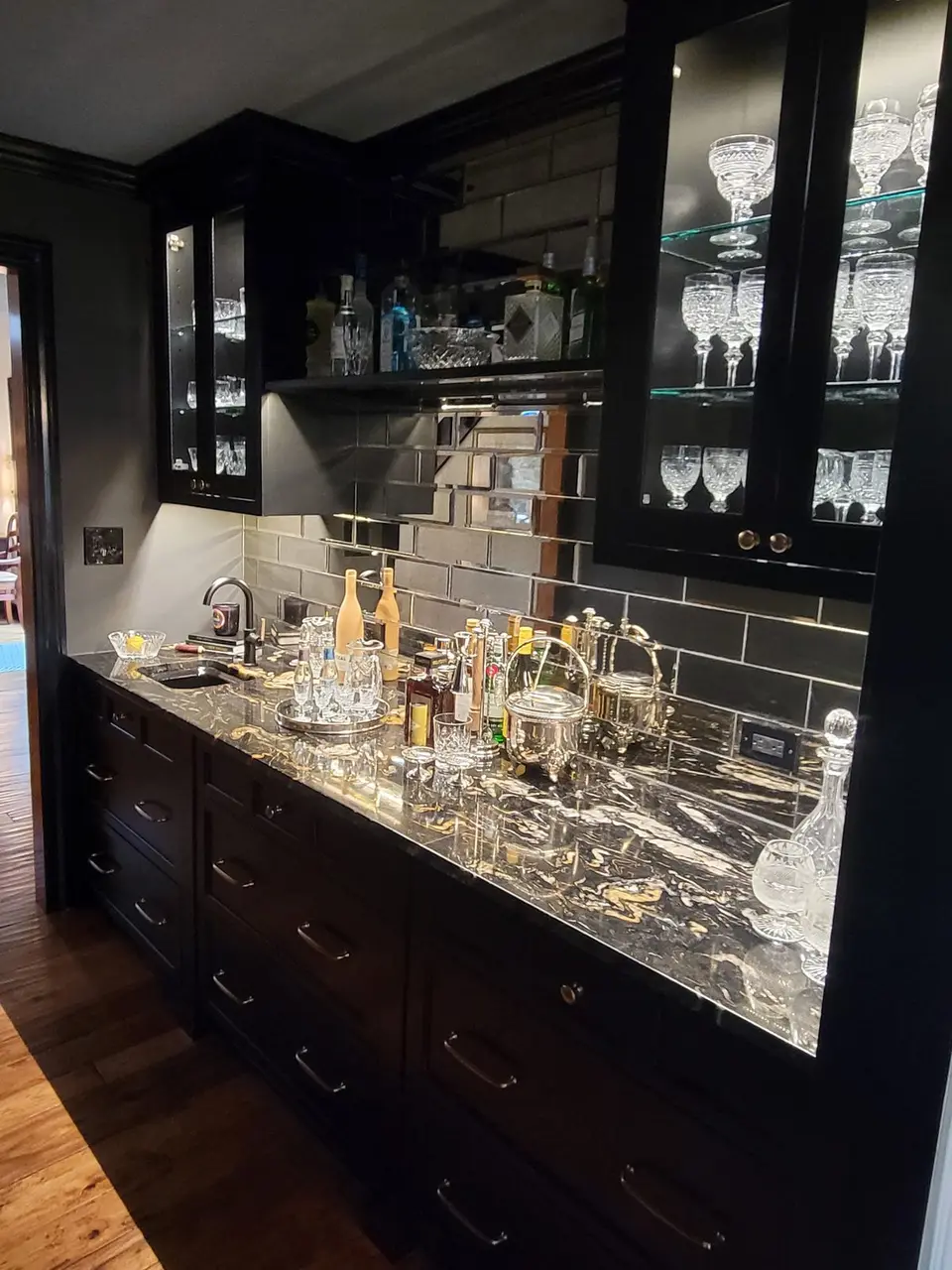 Custom bar with glass display