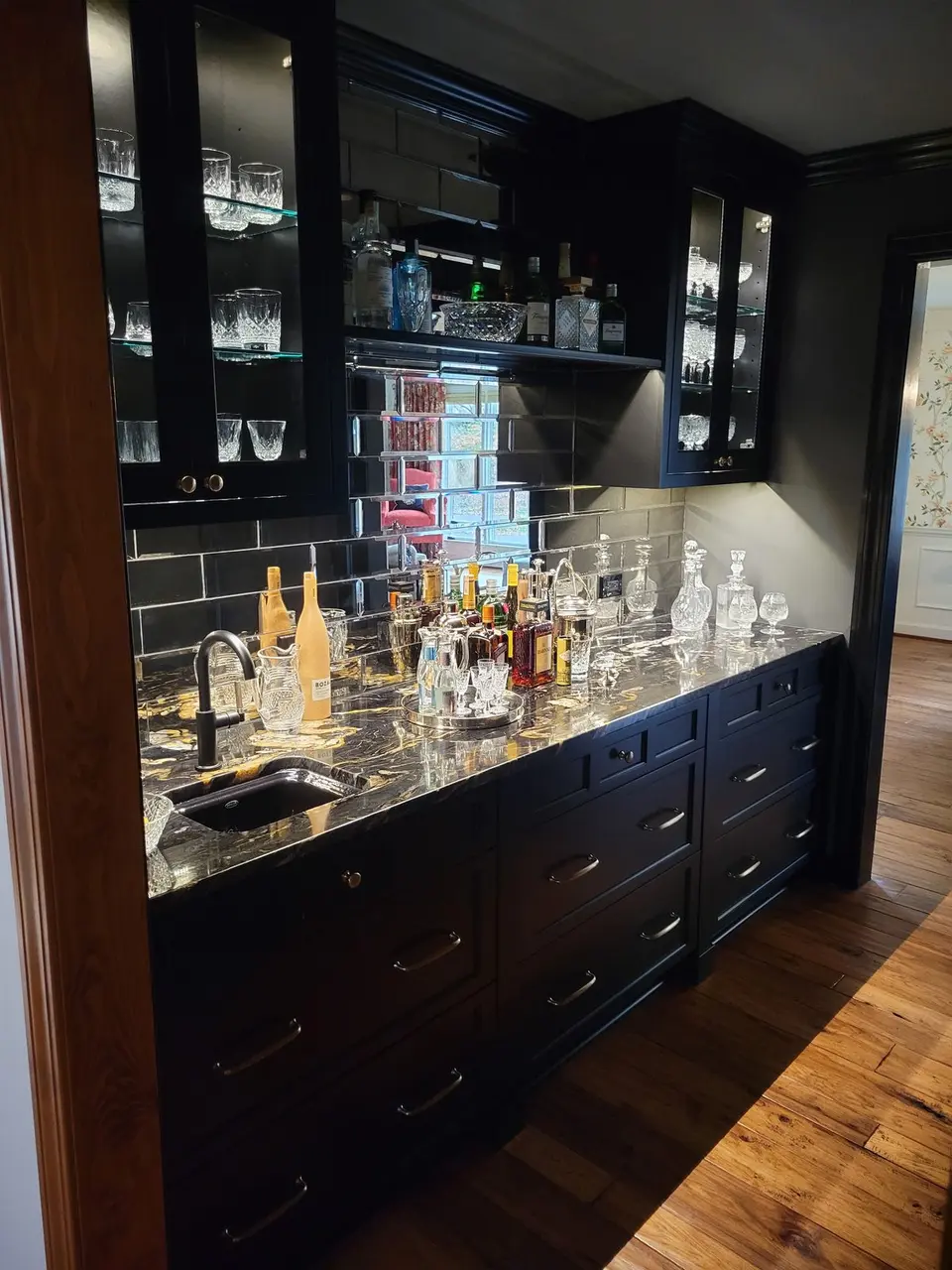 Custom bar with glass display